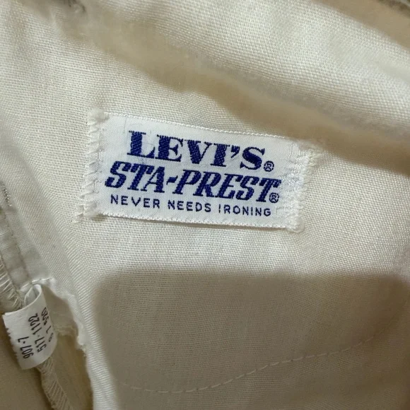 Men’s Vintage Sta-Prest Cream Corduroy Straight Leg Permanent Press Retro - 34